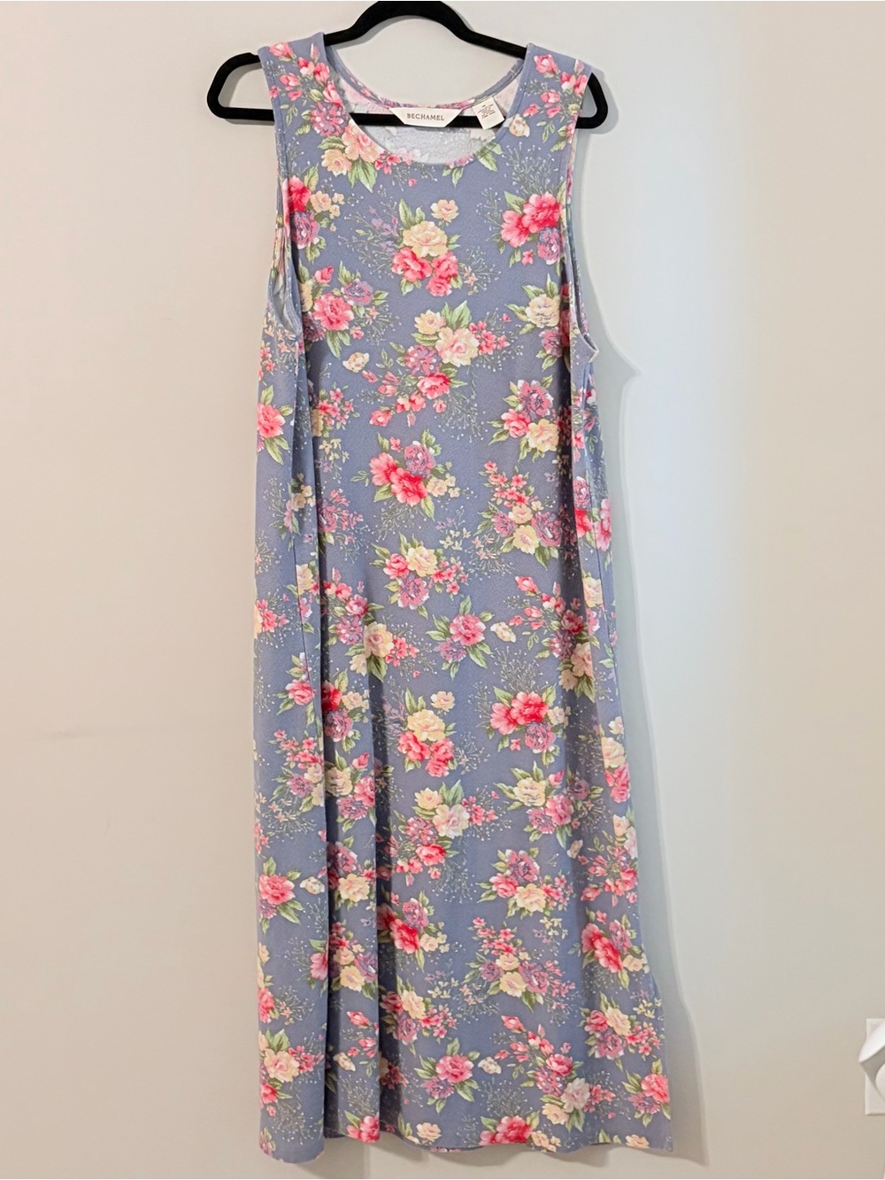 Bechamel Blue Floral Cotton Maxi Dress Sleeveless Cottagecore Size M - Picture 2 of 7